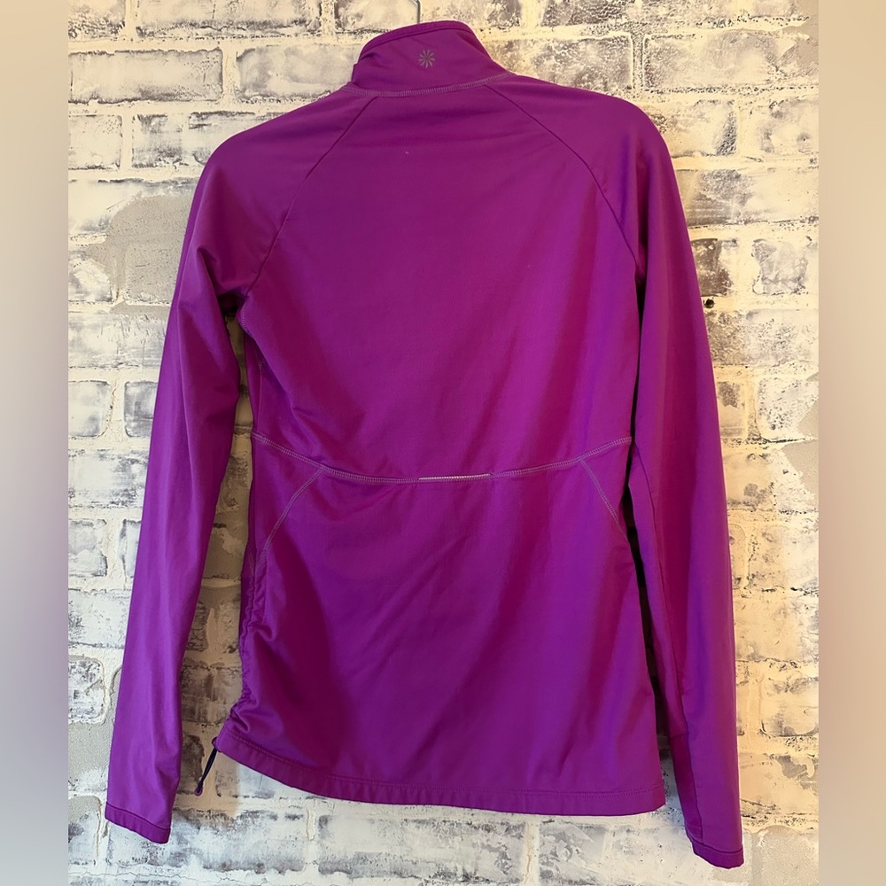 Athleta | Purple Pink Fleece Lined Half Zip Long Sleeve Running Top - Picture 2 of 7